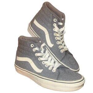 VANS Sk8-Hi Jersey Fabric Shoes Gray White Size Men 5.5 Women 7